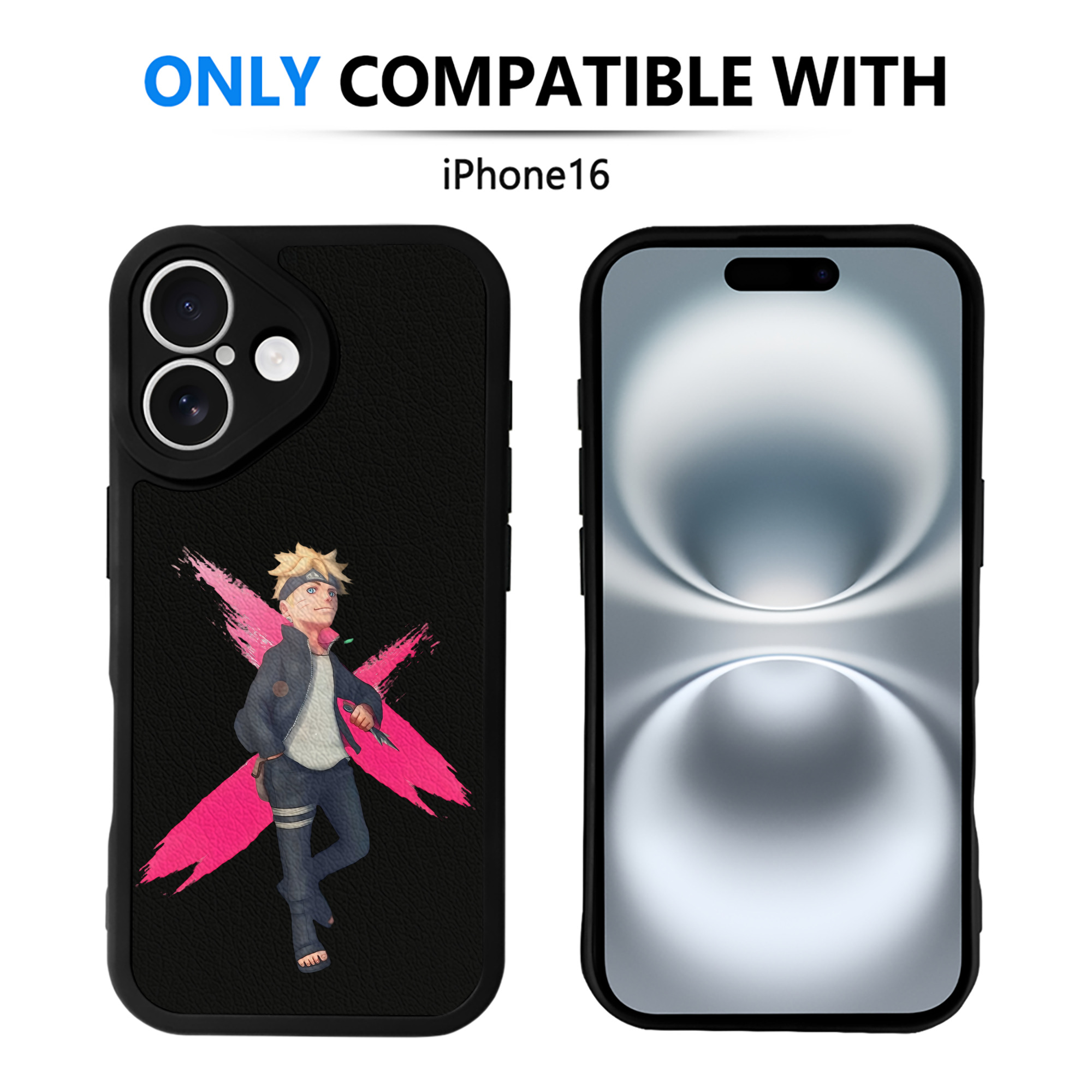 （画像用） NARUTO -ナルト- うずまき ボルト Uzumaki Boruto 【iPhone 16シリーズ対応】シリコンスマホケース（レザー調） 材質：シリコン